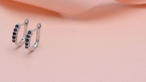 Natural Precious Blue Sapphire 925 Sterling Silver Earring for Women 0.4 Carats Genuine Gemstone Jewelry
