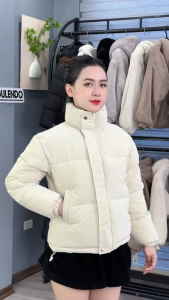 [Voucher 30K] Áo Phao nữ dáng ngắn Mania.5S Áo Khoác Phao Croptop túi chéo chất nhung lì 40-65kg Mã 9