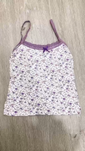 Tanktop Fashion Wanita Corak Bunga Elastis 7072 Square Knit Tanktop Renda Bunga Atasan Kekinian Fashion Korea HHG