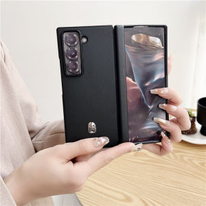 Ultra-Thin Full-Coverage Leather Protective Case for Samsung W25 Foldable Screen Phone Magnetic Mid-Axis Hinge Business Fashion Simple Anti-Slip Design