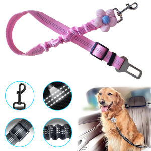 1 Pack Adjustable Dog Seat Belt Elastic & Reflective Style Durable Nylon Material Pet Car Safety Belt Dog Safety Accessory