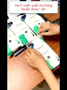 Quần lót Cotton 100% tiệt trùng an toàn đáy quần 2 lớp Bộ 5 chiếc dùng một lần tiện dụng khi đi du lịch hoặc mẹ bầu sau sinh