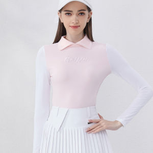 Spring Summer Womens Golf Top Thin Elastic Breathable Tennis Long Sleeve Skirt Golf Outfit Set Long Sleeve T-shirt for Ladies