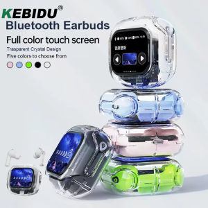 KEBIDU Color Screen Wireless Earphones Transparent Touch Screen Digital Waterproof Bluetooth 5.4 Dual Channel Sports Earphones