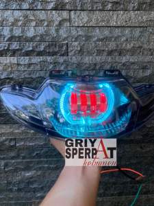 LAMPU DEPAN SMASH LAMA BILED PROJIE LED 4 LENSA