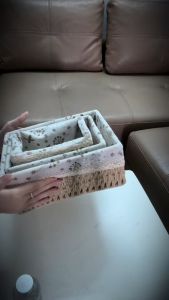 Giỏ Cói Đựng Đồ Đựng Mỹ Phẩm Đựng Đồ Ăn Vặt Để Bàn Decor Chụp Ảnh Sản Phẩm Lót Vải Vintage