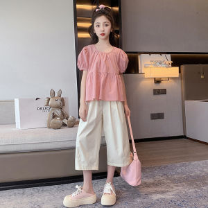 Girls Summer Fashionable Casual Thin Doll Shirt Set Childrens Wear Korean Style Big Kids Lightweight Comfortable Breathable