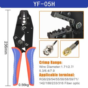Coaxial Cable Crimping Pliers YF-05H YF Series For SMA/BNC RG58 59 62 1748 11 188 233 Repair Connection Tools YEFYM