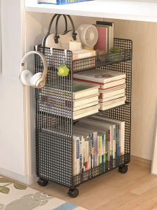 Portable Rolling Bookshelf Multilevel Storage