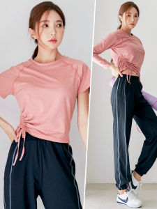 High-End Womens Morning Run Yoga Sportswear Set Drawstring Quick Dry Spring Summer Gymnastics Outfit Elegant Fitness Clothing