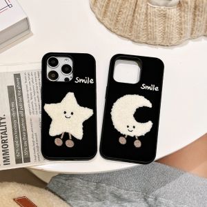 💯【Phone Case】+FREE Shipping 💯 Ins Cute Embroidery Star Moon Phone Case For iPhone 16 15 14 13 12 Pro Max 11 Protective Cover Anti-fall Casing
