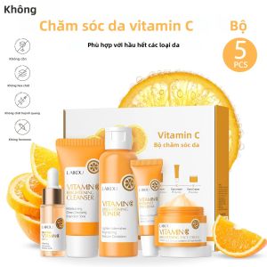 Bộ Chăm Sóc Da LAIKOU Vitamin C Dành Cho Nữ (5 Món) - Sữa Rửa Mặt Làm Sạch Sâu Kem Dưỡng Mặt Toner Serum Dưỡng Mắt Hộp Quà Tặng