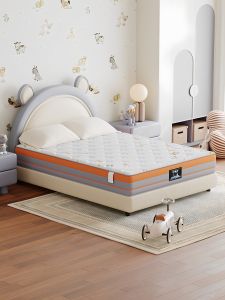 Aishu Childrens Mattress Antibacterial Spine Protection Independent Spring Yellow Flax Bedroom Special Mattress Orange Year
