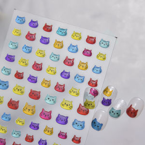5D Sweet Jelly Nail Stickers Mini Bright Candy Colored Cat Head Star Nail Stickers Self-adhesive Nail Art Decorations Stickers