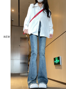 High Waist Flared Micro Jeans Women Spring Autumn 2025 New Retro Small Size Slimming Horse Hoof Pants Bell Bottoms