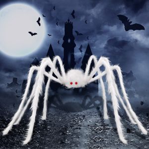 Halloween Party Big Plush Spider Horror Halloween Decoration Party Prop Outdoor Truly Terrifying White Giant Spider Plush Prop