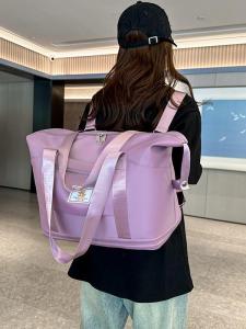 Convenient Travel Bag Womens Lightweight Large Capacity Foldable Expansion Bag Double Shoulder Back for Luggage Carry-On