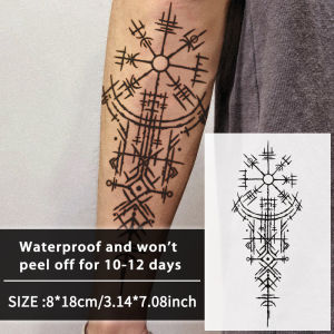 1Pc Viking Runes Geometric Waterproof Temporary Tattoo Stickers Long-lasting Waterproof for One to Two Weeks For Arm Leg.