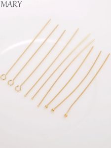 14K Gold Plated T-Shaped Needle 9 Needles round Head Needle Handmade DIY Jewelry Pearl Accessories Beading Flat Head Needle Small Parts