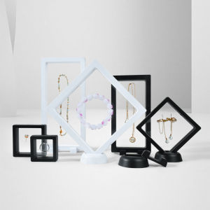3D Floating Frame Display Case for Jewelry PE Film Jewelry Display Stand Box Ornament Organizer Suspended Display Boxes