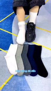 Tất cổ cao nam nữ vớ cao cổ trơn basic hàn quốc sọc gân chất liệu cotton mềm mại hút ẩm - CAOTRON-FIVE-2001-1DOI
