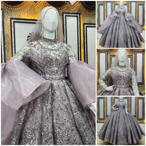 Baju Pengantin Sequin Crinolin Lengan Daun