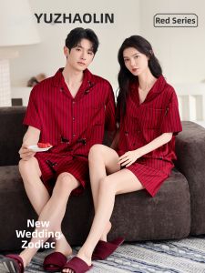 Yuzhaolin | Couples Wedding Pajamas Short Sleeve Summer Wear