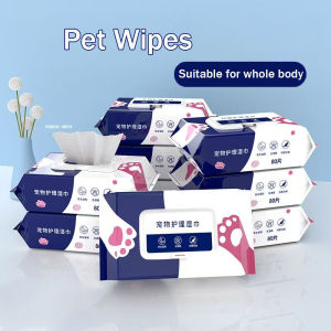 Pet Wet Wipes 80PCS Dog Cat Wet Tissue Soft & Anti Bacterial Tear Stain Wet Tissue for Whole Body