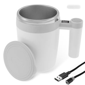 Upgrade Self Stirring Mug Rechargeable Automatic Magnetic Stirrer Coffee Cup 400ml Stainless Steel Self Stirring Coffee Cup