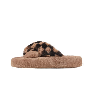 PUXI | Thick Sole Fluffy Slippers Cross Strap