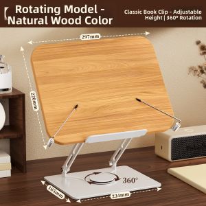 MINGZHUO | Adjustable Rotating Reading Rack Walnut 1pc