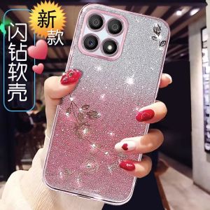 Ultra-Thin Silicone Phone Case for OPPO Reno4 SE 5G Anti-Fall Full Lens Protection Transparent Diamond Embedded Luxury Design
