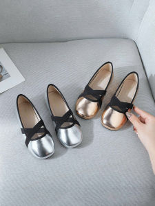 Girls Dance Shoes Cross Band Flat Bottom Slip-On Soft Bottom French Style Spring Autumn New Arrival Kids Single Shoes