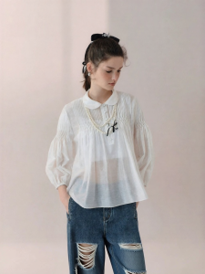 AIVEI | Literary Girl Tuck Folded Collar Top