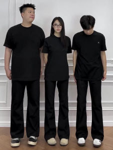 กางเกงยีนส์ทรงตรงสีดำสไตล์อเมริกัน Cleanfit ทรงขากระบอกเล็ก ทรงสลิมฟิต กางเกงขายาวทรงตรงสำหรับผู้ชาย ทรงหลวม ทรงตรง