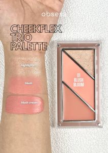 Obsess Cosmetics CHEEKFLEX Trio Palette | 3-in-1 Blush Highlighter & Glow| Easy Blend Long-Lasting & Travel-Friendly
