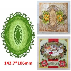 Vintage Swirls Lace Corner Scallop Gird Hollow symmetry Frame Booklet Pattern Cutting Dies Set DIY Craft Album Embossing Dies