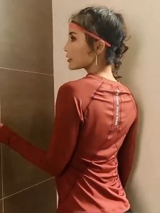 [Cắm trại] Áo thể thao cho nữ quần áo ôm dáng vừa vặn và Yoga giảm béo áo thun khô nhanh chạy quần áo tập thể dục nổi tiếng trên internet Dài tay
