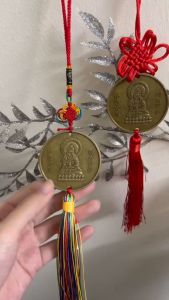 Dây đồng xu quan âm tọa thiền vật phẩm phong thủy ý nghĩa may mắn