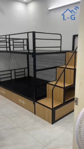 GIƯỜNG TẦNG SẮT CẦU THANG HỘP – KÈM 2 HỘC KÉO LỚN