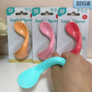 Bumkins Baby Training Spoon with Bent Head And Suction Cup Bowl Child Feeding Utensils Heat Preservation Off-Table Dishes