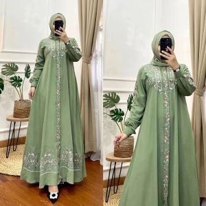 Ramadhani Dress Bordir / Gamis Wanita Bordir Terbaru / Dress Muslim Busui / Dress Lebaran Mewah