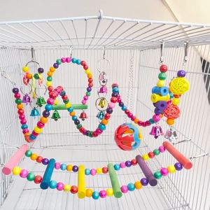 เล่นนกแก้ว ชิงช้านก บันไดนก อุปกรณ์แต่งกรงสัตว์เลี้ยง ชุดของเล่นนก กระรอก ชูก้า แท่งเลี่ยง ของเล่นภาพลับใหญ่ สำหรับนก แต่งกรงน