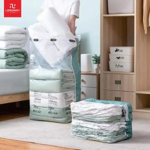 LORDWEY ไม่จำเป็นต้องปั๊มถุงสูญญากาศถุงเก็บพลาสติกขนาดใหญ่สำหรับการจัดเก็บผ้าห่มเสื้อผ้าการบีบอัดถุงเปล่าครอบคลุมอุปกรณ์การเดินทาง