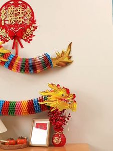 New Year of The Dragon Decoration Chinese Lantern Art Paper Childrens Toys Decorations Paper Dancing Dragon Cardboard Garland Paper Dragon Hand-cut Paper Dragon Toy Gift Photo Props