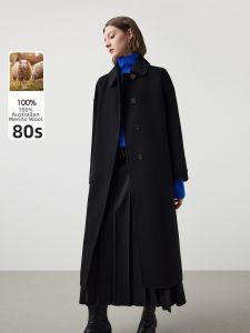 LANCY FROM 25 | Pure Wool Double-Faced Lapel Mid-Length Coat for Women