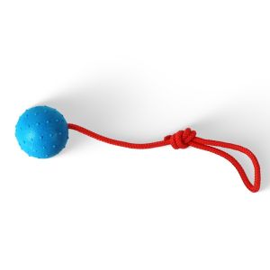 Rubber Dog Ball On Rope Bite Resistant Interactive Tug Chew Toy Pet Training Teeth Cleaning Ball for Small Medium Large Dogs