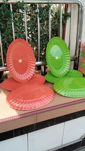 12 Pcs Piring Oval Plastik / Piring Lonjong Motif Kerang 14 Inchi