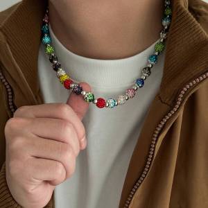 Salircon Exquisite Colorful Rhinestone Beads Chain Necklace Women Men Vintage Luxury Wedding Party Clavicle Chain Y2K Jewelry