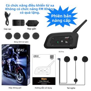 EJEAS V6 PRO Xe Máy Liên Lạc Nội Bộ Tai Nghe Với 1200M BT Interphone Giao Tiếp Dành Cho 6 Người Đi Chống Thấm Nước